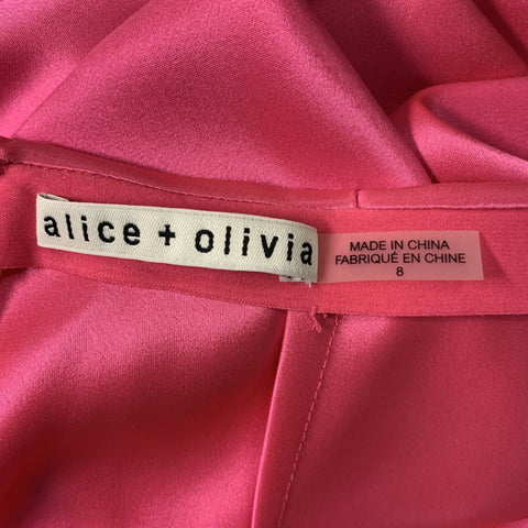 ALICE + OLIVIA Size 8 Pink Triacetate Blend Solid A-Line Skirt