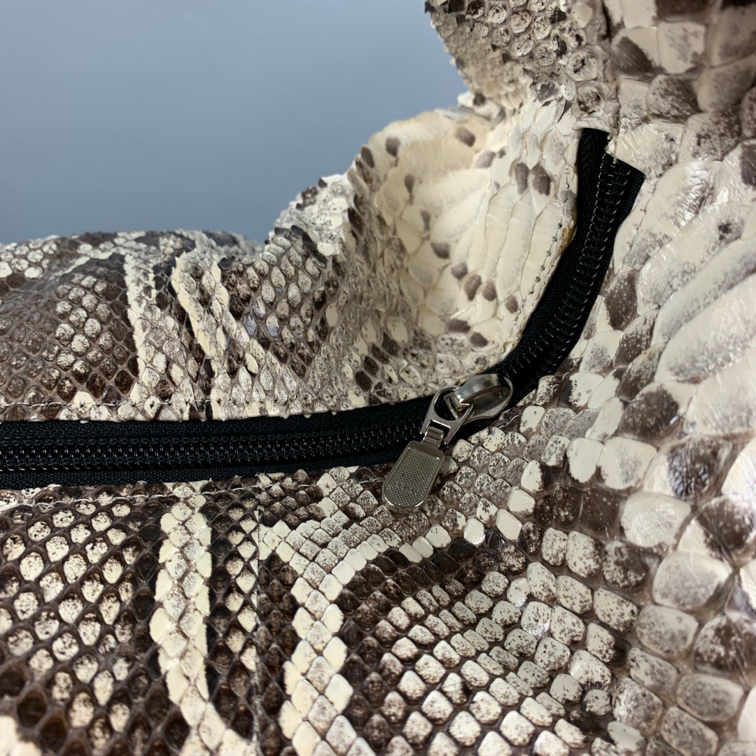 NO BRAND Beige Brown Snake Skin Hobo Handbag