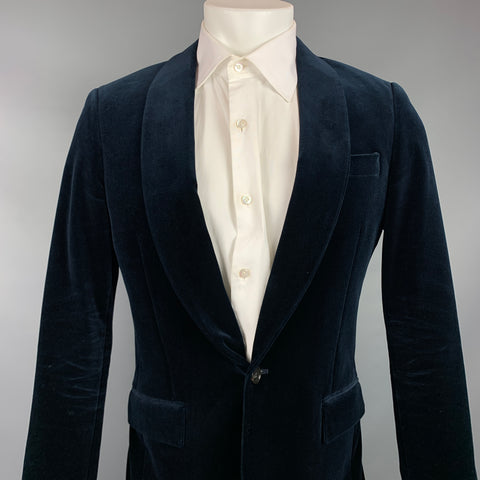 J.CREW Ludlow Size 36 Regular Blue Velvet Notch Lapel Sport Coat
