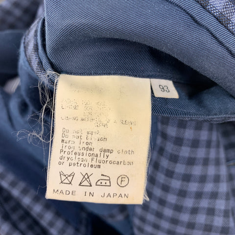 BEAMS Size 36 Navy Blue Checkered Wool Notch Lapel Sport Coat