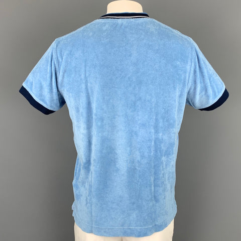 ORLEBAR BROWN Size XL Blue Terry Cloth Cotton Short Sleeve T-shirt