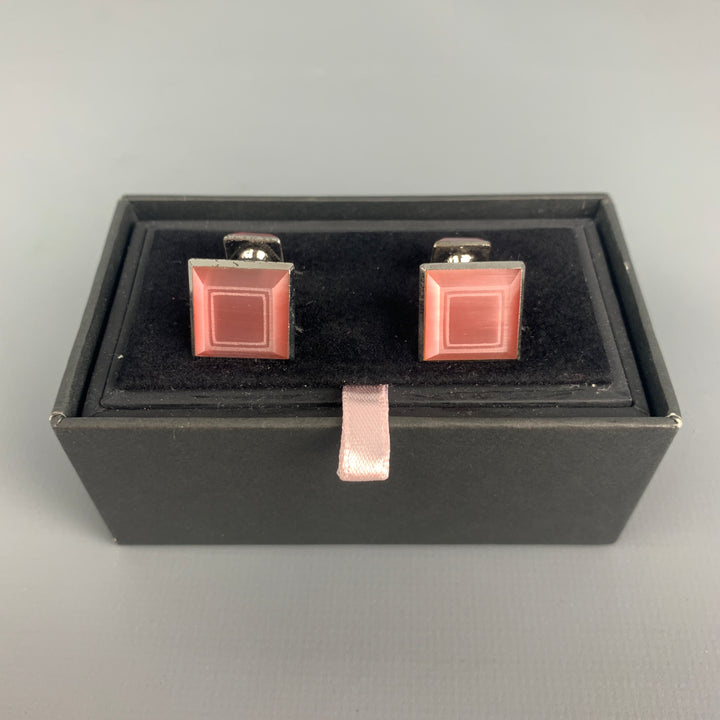 THOMAS PINK Pink Silver Tone Cuff Links