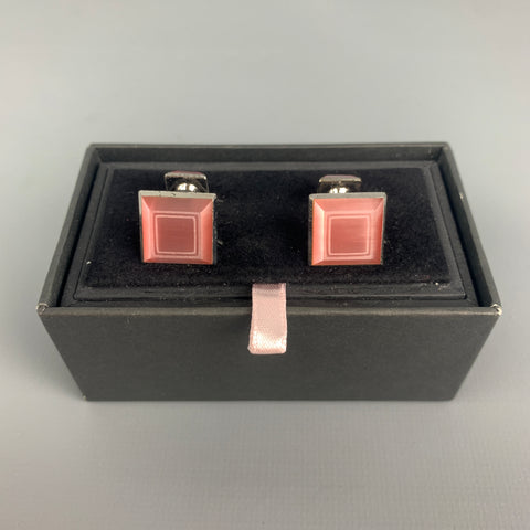 THOMAS PINK Pink Silver Tone Cuff Links
