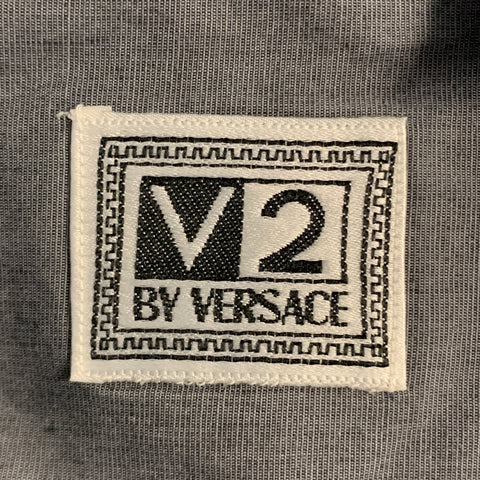 Vintage V2 by VERSACE Size M Gray Cotton Button Up Patch Pocket Long Sleeve Shirt