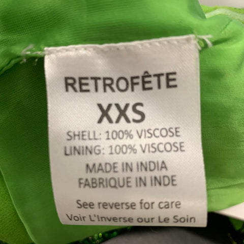RETROFETE Size XXS Green Viscose Beaded Cropped Dress Top