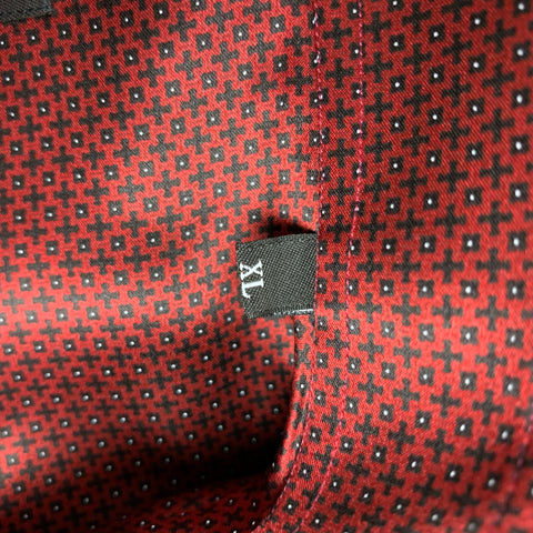 STEFANO RICCI Size XL Burgundy Black Dots Silk Long Sleeve Shirt