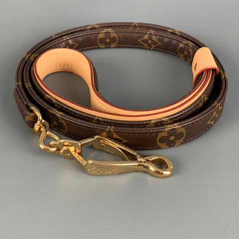 LOUIS VUITTON Dog Leash Brown Beige Monogram Coated Leather Goods
