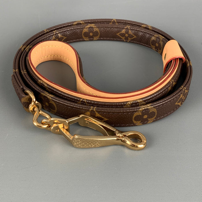 Correa para perro LOUIS VUITTON Marroquinería revestida con monograma beige marrón