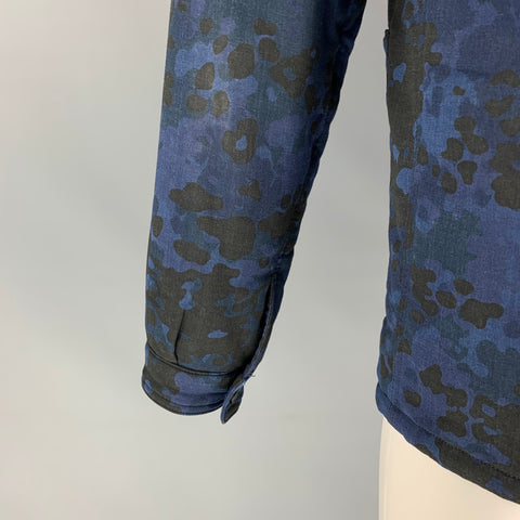 BURBERRY PRORSUM Fall 2015 Size 36 Blue & Navy Camo Cotton Trucker Jacket