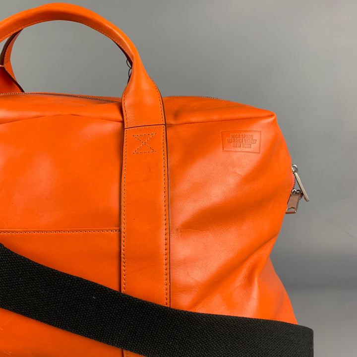 JACK SPADE Orange Leather Rectangle Duffle Bag