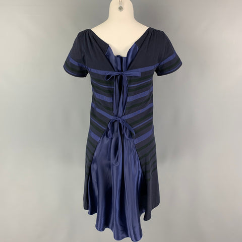 SACAI LUCK Size M Navy Jersey Stripe Short Sleeve Dress