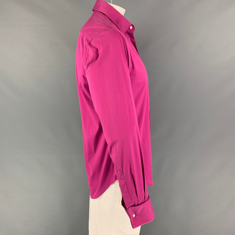 VALENTINO Size 16 Fuchsia Cotton Blend French Cuff Blouse