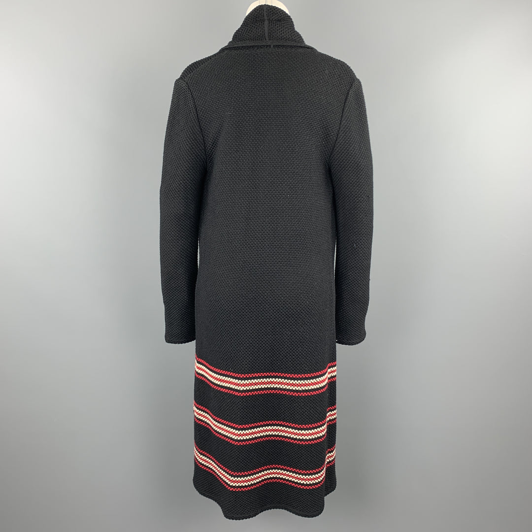 ST. JOHN Size S Black Knit Red Striped Cardigan Coat