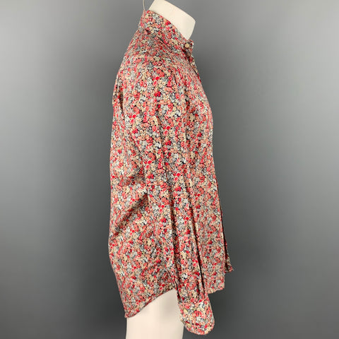 LIBERTY OF LONDON Size M Burgundy Floral Cotton Button Up Long Sleeve Shirt