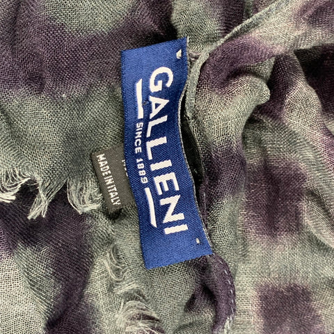 GALLIENI Gray Purple Wrinkled Modal Plaid Scarf