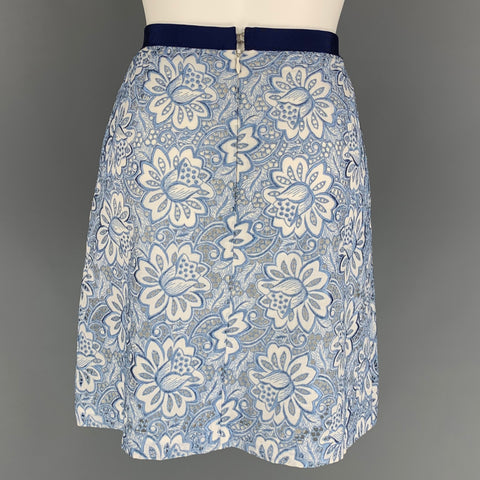 SACAI LUCK Size 2 Blue & White Floral Lace Cotton A-line Skirt