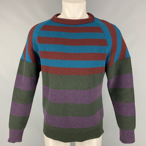 BURBERRY PRORSUM Automne 2012 Taille L Pull pull en laine / viscose mélangée à rayures marron et bleues