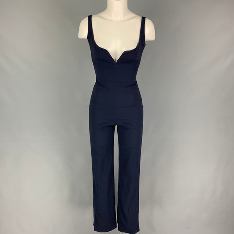 GALVAN Combinaison corset signature en mélange d'acétate bleu marine taille 2