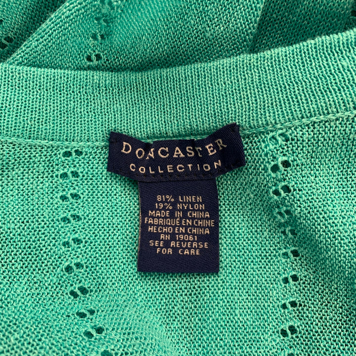 DONCASTER SIGNATURE Size XS Turquoise Linen Blend Cardigan 2 Piece Set
