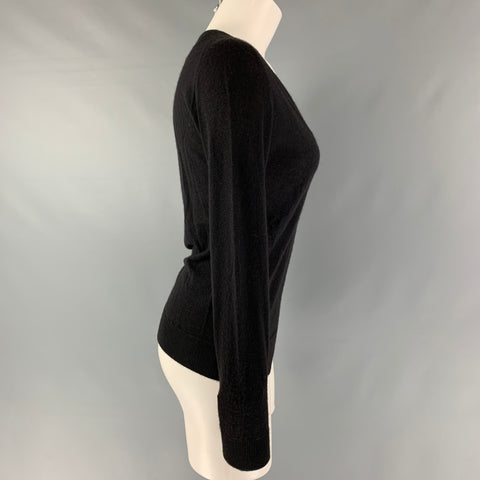 PRADA Size 2 Black Solid V-Neck Pullover