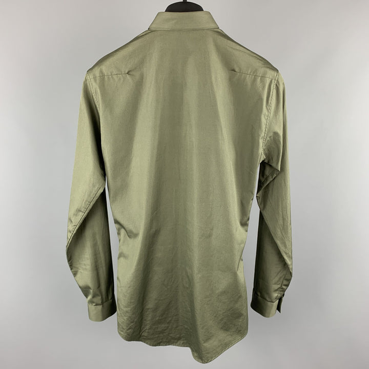 DIOR HOMME Size XS Olive Cotton Button Up Long Sleeve Shirt