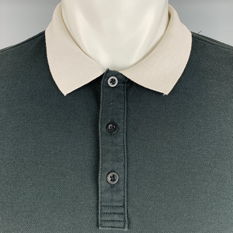THEORY Size M Grey White Cotton Polo