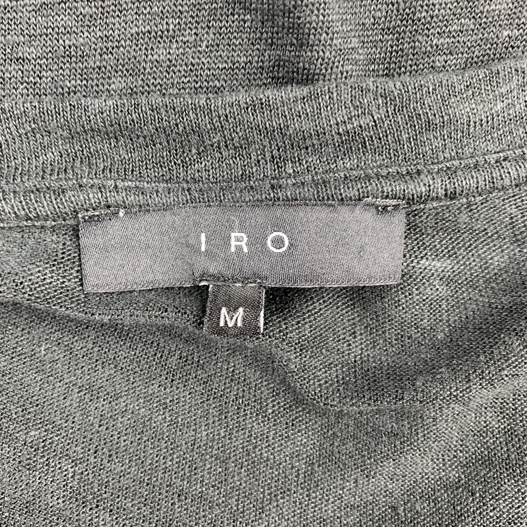 IRO Size M Black Distressed Linen Crew-Neck T-shirt