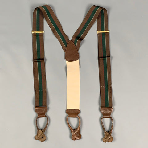 TRAFALGAR Brown Green Stripe Ribbon Suspenders