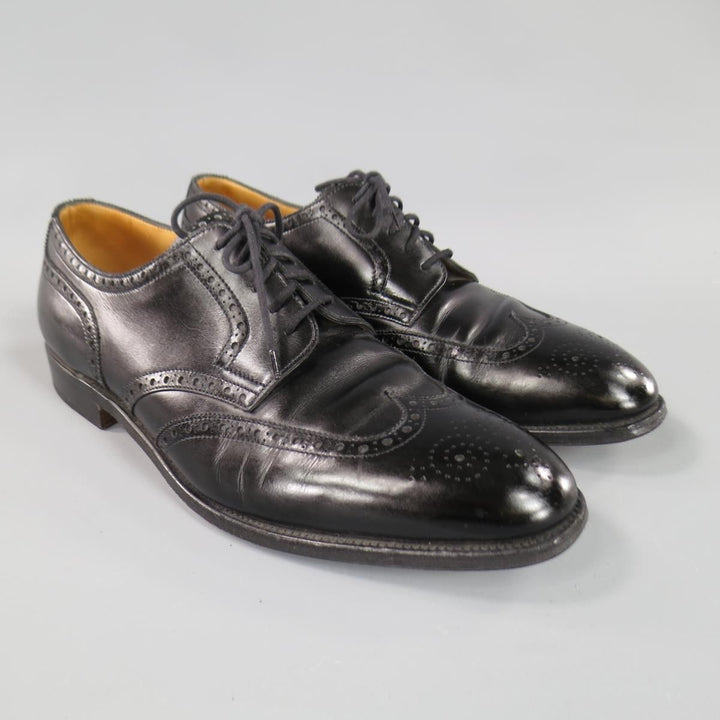 JOHN LOBB DARBY Size US 10.5 Black Leather Wingtip Lace Up Shoes