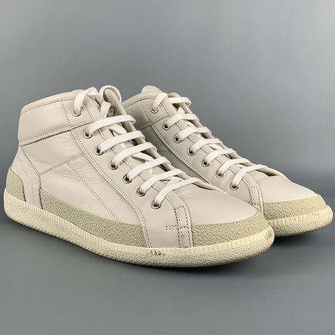 MAISON MARGIELA Taille 9 Baskets montantes en cuir blanc
