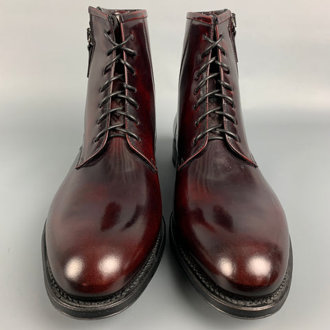 AQUATALIA Talla 10.5 Botas con cordones de cuero burdeos