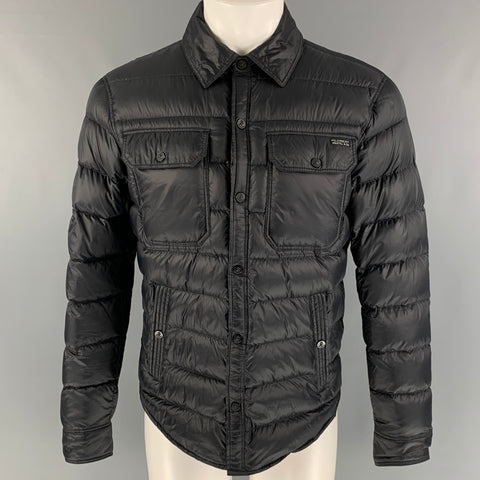RALPH LAUREN Size M Black Quilted Nylon Shirt Jacket