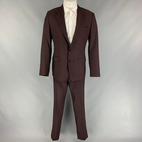 DOLCE &amp; GABBANA Talla 38 Traje regular de solapa de muesca de lana marrón