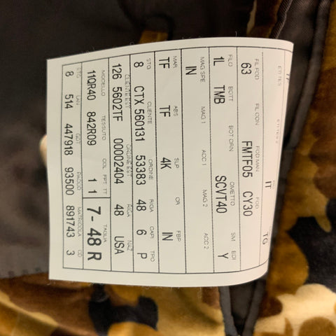 TOM FORD Talla 38 Regular Marrón Bronceado Camuflaje Algodón Terciopelo Abrigo deportivo