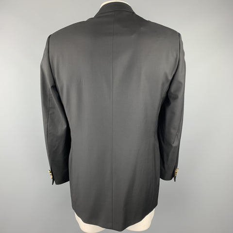 PAL ZILERI Size 40 Regular Black Wool Notch Lapel Sport Coat