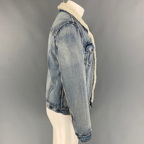 LEVI STRAUSS Size M Light Blue & White Cotton Denim Jacket