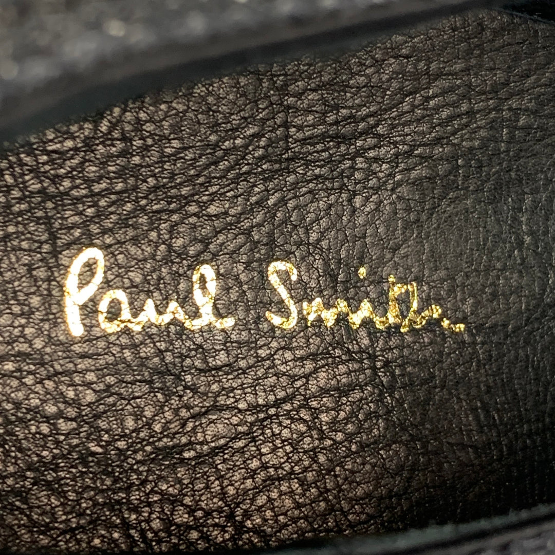 PAUL SMITH Size 10 Black Royal Blue Perforated Leather Wingtip Lace Up Shoes