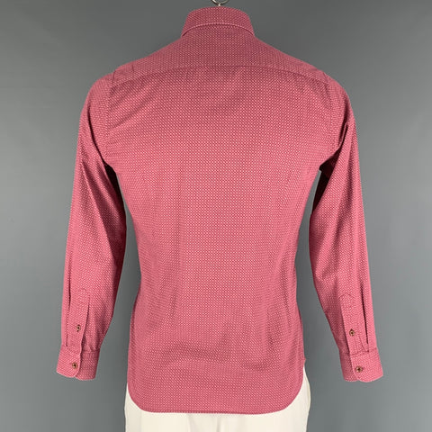 TED BAKER Size L Red Pink Dots Cotton Long Sleeve Shirt