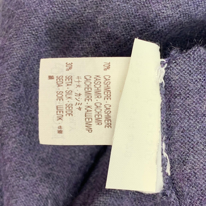 BRUNELLO CUCINELLI Taille S Pull Col V Cachemire Soie Violet Gris