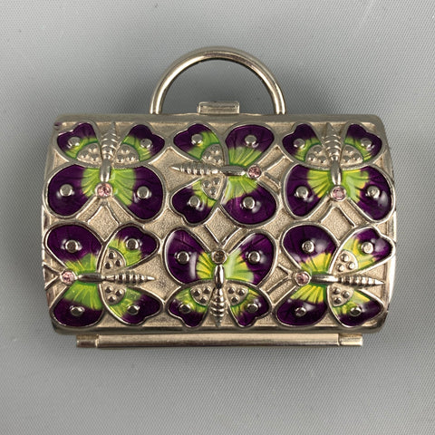JUDITH LEIBER Silver Tone Butterfly Pill Box