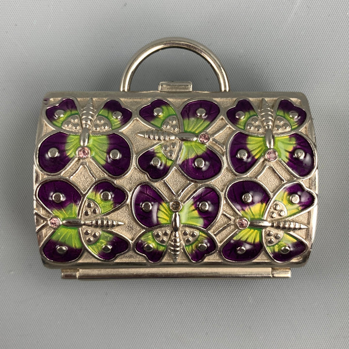 JUDITH LEIBER Silver Tone Butterfly Pill Box