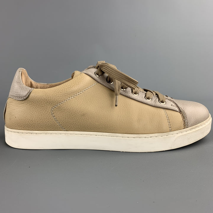 GIANVITO ROSSI Size 8 Taupe Leather Lace Up Sneakers