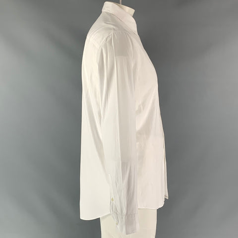 JOHN VARVATOS Size L Solid Button Up White Cotton Long Sleeve Shirt