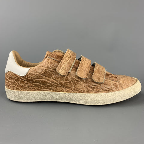 MAURO VOLPONI Taille US 8,5 Baskets à imprimé alligator texturé beige