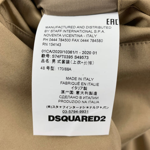 DSQUARED2 Size 38 Khaki Cotton Notch Lapel Sport Coat