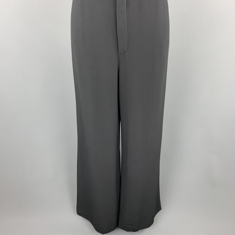 RALPH LAUREN Size 6 Black Crepe Sleeveless Band Collar Wide Leg Jumpsuit