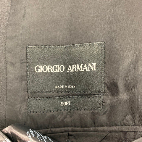 GIORGIO ARMANI Size 42 Black Wool Peak Lapel Tuxedo Suit