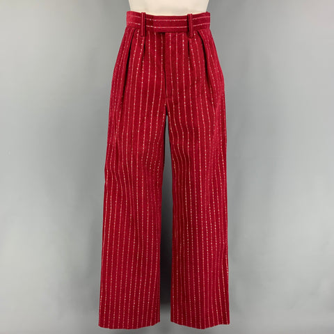 MARC JACOBS RUNWAY Printemps 2020 Taille 00 Pantalon habillé en coton bordeaux Lurex velours côtelé cristal jambe large