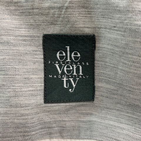 ELEVENTY Size XL White Solid Cotton Button Up Long Sleeve Shirt
