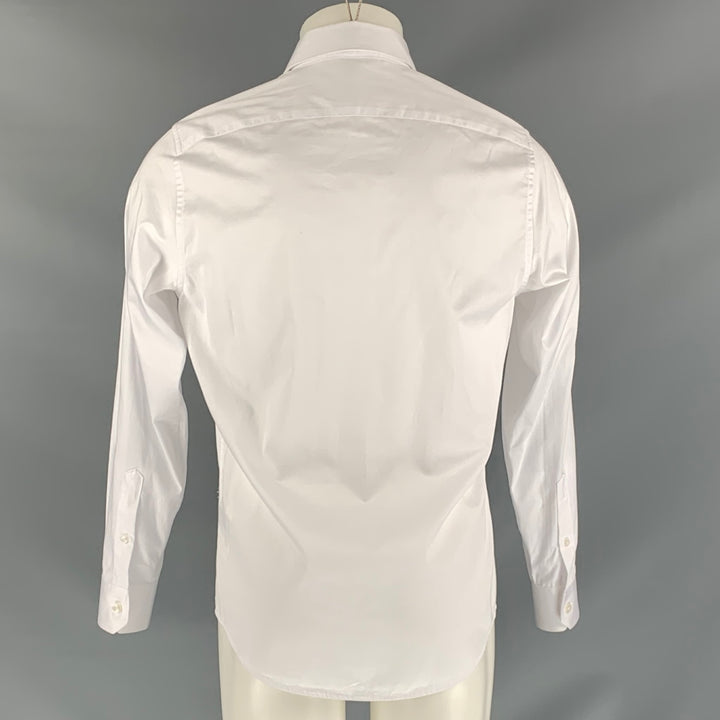 ROBERTO CAVALLI Size M White Solid Cotton Button Up Long Sleeve Shirt